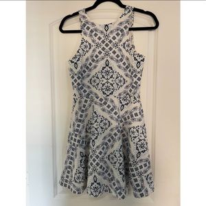 High neck halter skater dress